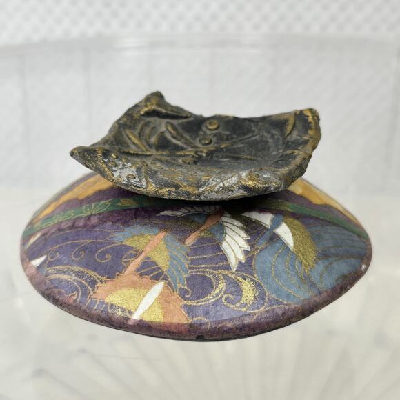 Studio Pottery Abstract Eagles Papier Mache Lidded Jar Urn Pot Signed Kiste - Picture 12 of 12